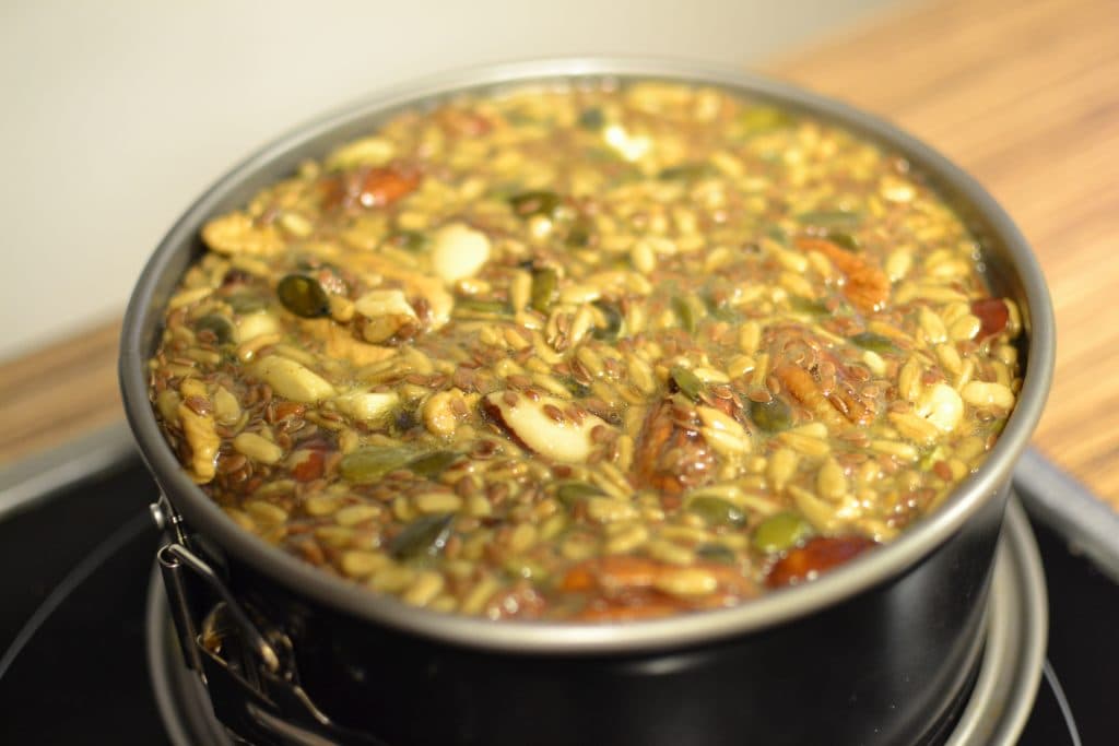 Mixed ingredients for low carb nuts & seeds bread